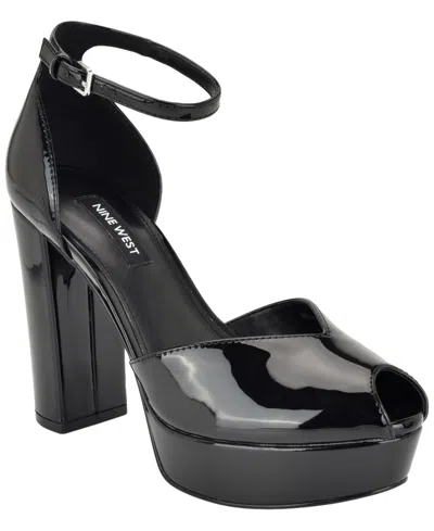 Nine West Women's Keela Peep Toe High Block Heel Dress Sandals In Multi
