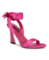 Nine West Kelsie Ankle Tie Sandal In Pink Satin