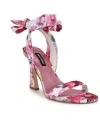 Nine West Women's Kelsie Ankle Wrap Sculpted Heel Sandals In Pink Tea Party Floral