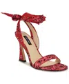 Nine West Kelsie Ankle Tie Sandal In Red Sport Bandana Print
