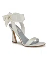 Nine West Women's Kelsie Ankle Wrap Sculpted Heel Sandals In White Satin