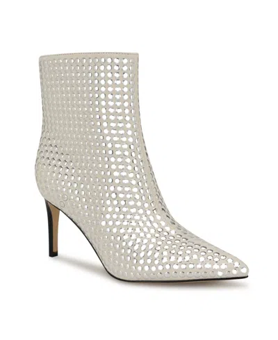 Nine West Women's Kepord Stiletto Heel Ankle Dress Booties In Cream Studded