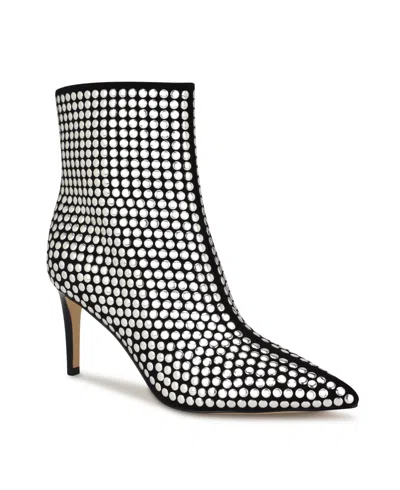 Nine West Women's Kepord Stiletto Heel Ankle Dress Booties In Silver Glitter,black