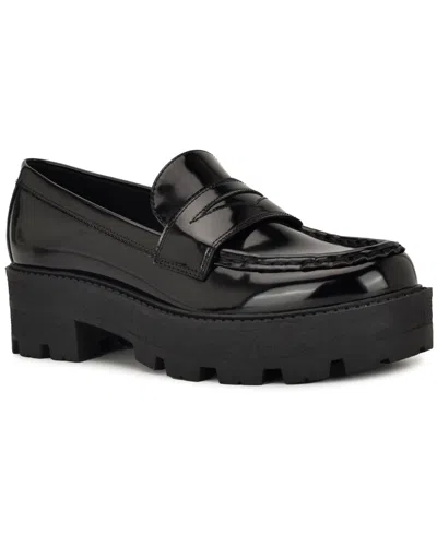Nine West Women's Keram Chunky Lug Sole Penny Loafers In Black