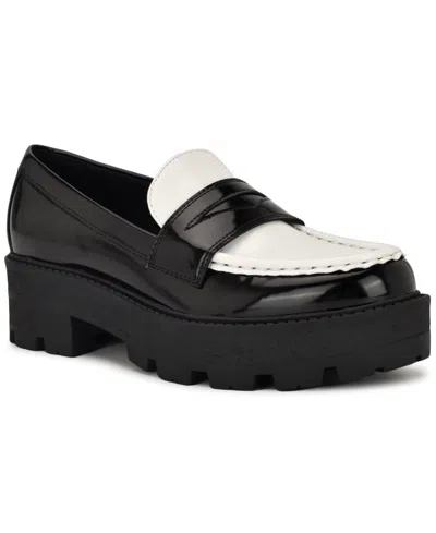 Nine West Women's Keram Chunky Lug Sole Penny Loafers In Black