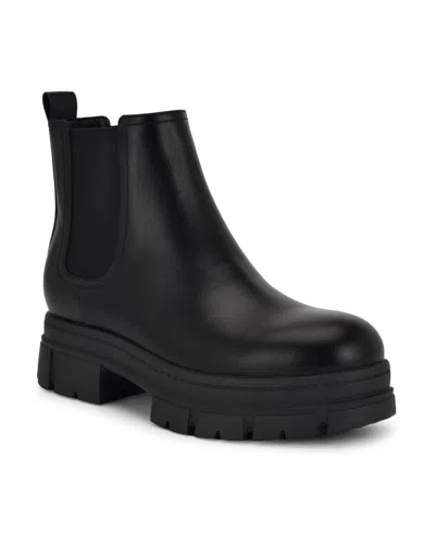 Nine West Kimma 3 Womens Faux Leather Ankle Chelsea Boots In Black