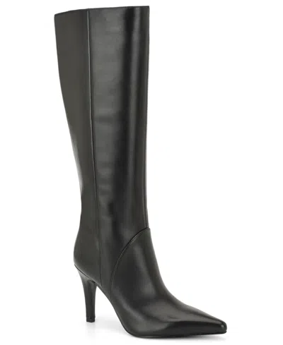 Nine West Women's Korin Wide-calf Pointed Toe Stiletto Dress Boots In Black