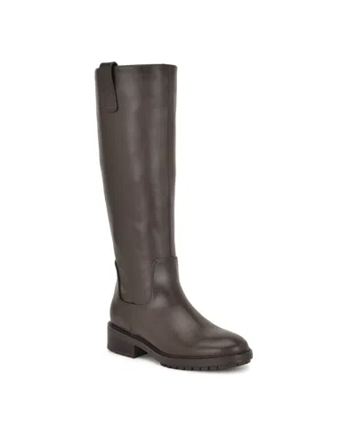 Nine West Women's Leigha Tall Block Heel Riding Boots In Brown