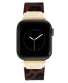 Nine West Women's Leopard Print Faux Leather Band Designed For Apple Watch 42mm (series 1-3 Only) & 44/45/46/4 In Leopard,gold-tone