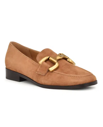 Nine West Women's Lilma Slip-on Round Toe Dress Loafers In Cognac Suede