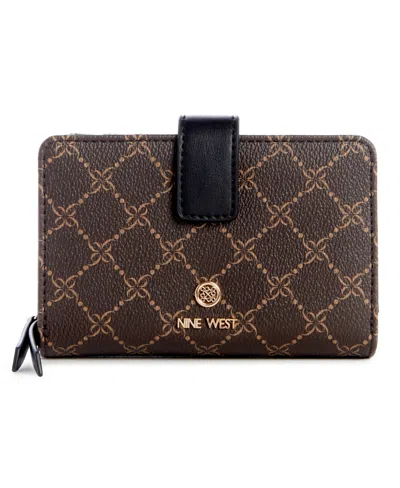 Nine West Women's Lockup 9 French Wallet In Brown Black