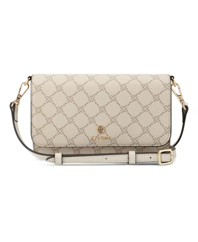 Nine West Women's Lockup 9 Phone Crossbody Wallet In Mushroom Logo Milk