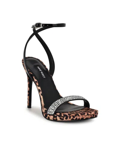 Nine West Women's Loola Ankle Strap High Stiletto Sandals In Animal Print