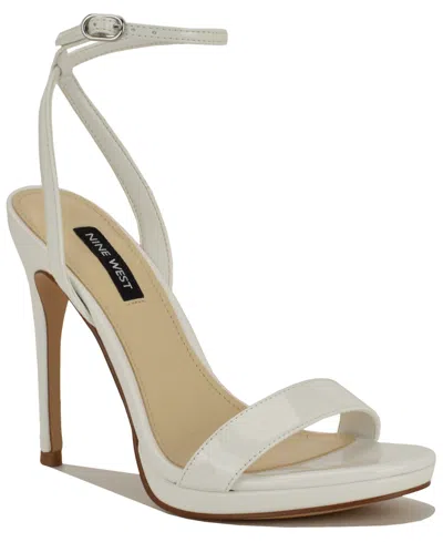 Nine West Women's Loola Ankle Strap High Stiletto Sandals In White