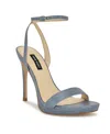 Nine West Women's Loola Ankle Strap Stiletto Sandals In Laminated Denim
