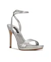 Nine West Women's Loola Ankle Strap Stiletto Sandals In Silver Snake