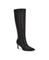 Nine West Lorthey Pointed Toe Knee High Boot In Black Leather