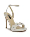Nine West Women's Lovely Stiletto Heel Dress Sandals In White Patent