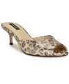 Nine West Women's Luvlie Open Toe Kitten Heel Dress Sandals In Gold Shimmer Leopard