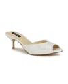 Nine West Women's Luvlie Open Toe Kitten Heel Dress Sandals In White Patent