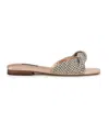 Nine West Womens Faux Leather Embellished Slide Sandals In Light Natural
