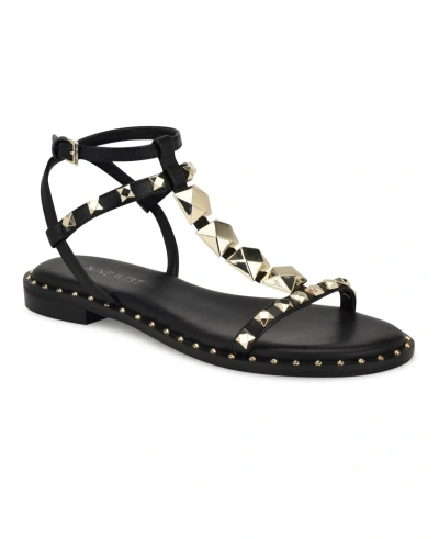 Nine West Women's Marcila Embellished Round Toe Casual Sandals In Black