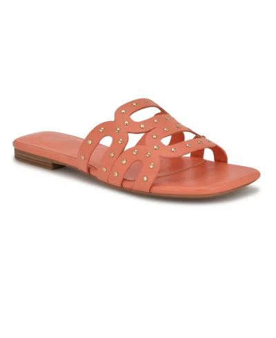 NINE WEST WOMEN'S MCKINNA SQUARE TOE FLAT SANDALS