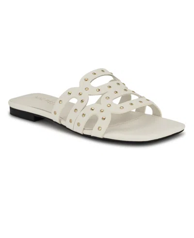 NINE WEST WOMEN'S MCKINNA SQUARE TOE FLAT SANDALS