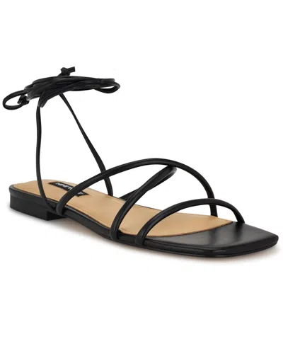 NINE WEST WOMEN'S MIKILA STRAPPY LACE UP FLAT SANDALS