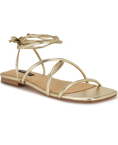 NINE WEST WOMEN'S MIKILA STRAPPY LACE UP FLAT SANDALS
