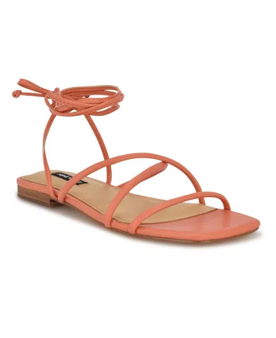 NINE WEST WOMEN'S MIKILA STRAPPY LACE UP FLAT SANDALS