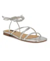 Nine West Mikila Ankle Wrap Sandal In Silver
