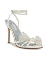 Nine West Minky Ankle Strap Sandal In White Satin
