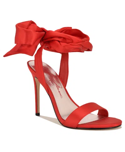 Nine West Mmonroe Ankle Wrap Sandal In Red