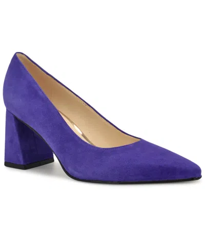 Nine West Women's Monda Block Heel Slip-on Dress Pumps In Purple