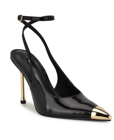 Nine West Women's Monroh Pointy Toe Dress Pumps In Black Patent
