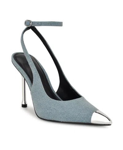 Nine West Women's Monroh Pointy Toe Dress Pumps In Light Blue Denim