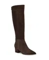 Nine West Women's Morgin Tall Pointy Toe Block Heel Boots In Brown