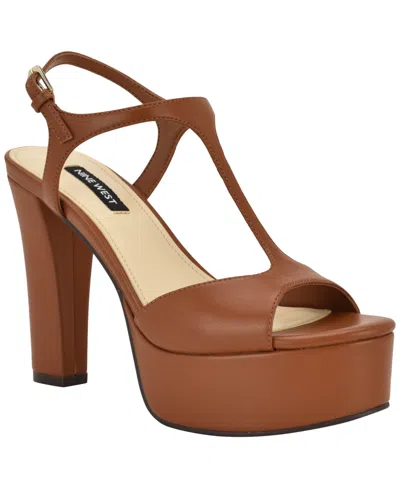 Nine West Naini Ankle Strap Platform Sandal In Brown
