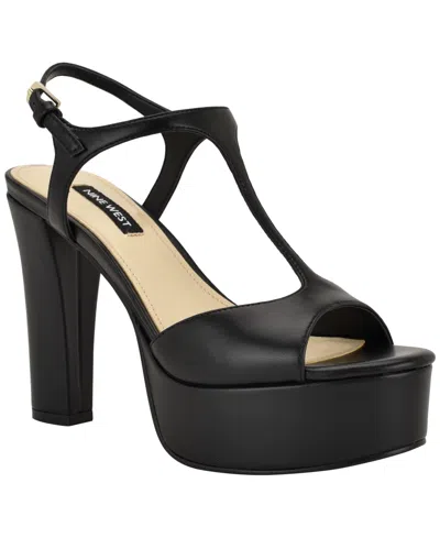 Nine West Naini Ankle Strap Platform Sandal In Black