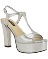 Nine West Naini Ankle Strap Platform Sandal In Silver