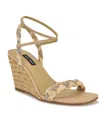 Nine West Women's Nashy Woven Embellished Wedge Sandals In Light Natural