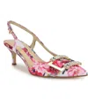 Nine West Neeri Pointed Toe Slingback Pump In Pink Tea Party Floral