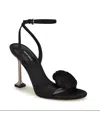 Nine West Neve2 Womens Adjustable Manmade Ankle Strap In Black Satin