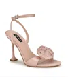 Nine West Neve Ankle Strap Sandal In Light Pink Satin