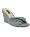Nine West Nikhil Wedge Sandal In Light Blue Denim