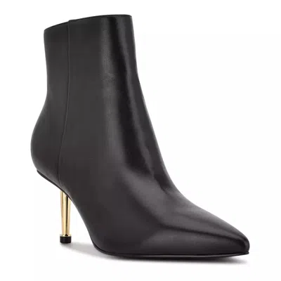 Nine West Women's  Ritaa Bootie Black Leather Pointed Toe Stiletto Heel Htat536