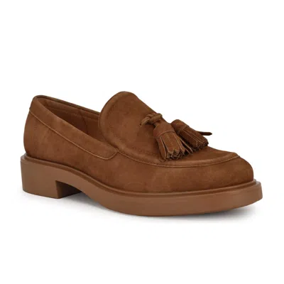 Nine West Women's  Ronker 35mm Flats Brown Suede Tassel Loafers Ver1148