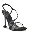 Nine West Women's Nines Embellished Tapered Heel Dress Sandals In Black,clear - Faux Suede,manmade