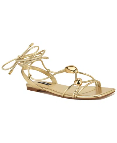 Nine West Women's Niraa Strappy Tie-up Sandals In Gold